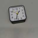 Peakeep Small Battery Operated Analog Travel Alarm Clock Silent No Ticking, Lighted on Demand and Snooze, Beep Sounds, Gentle Wake, Ascending Alarm, Easy Set (Black)