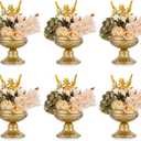 Metal Vases for Table Centerpieces, Hewory Gold Compote Pedestal Vase Floral Container Bulk, Brass Mini Footed Bowl Flower Holders Center Pieces for Wedding Birthday Party Anniversary (10pcs, 6.5in)