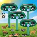 2026 Upgraded Solar Ultrasonic Animal Repellent Outdoor, Deer Repellent Devices & Cat Deterrent with Motion Sensor, Waterproof Solar Animal Repeller for Squirrel Dog Raccoon Rabbit for Yard Garden