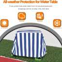 Kids Water Table Cover, Outdoor Heavy 600D Waterproof Anti-UV Dustproof Kids Water Play Table Cover, Compatible with Step2 Rain Showers Splash Pond Toddler Water Table, Blue Striped, Cover Only