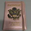 TOURSUIT RFID Blocking Passport Holder for Women Men, Leather Passport Travel Wallet with Metal 3D Metal Badge, Travel Document Holder Cover Accessories (Rose Gold)