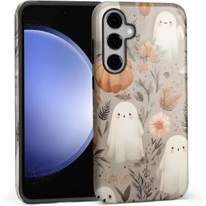 Case for Samsung Galaxy S24,Anti Drop Scratch Protective Phone Cover Case for Women Girl-Cute Ghost Pumpkin