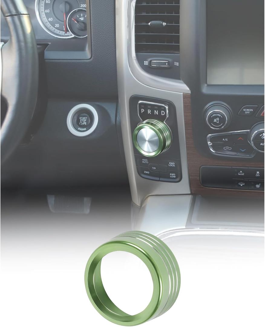 Green Gear Shift Switch Knob Cover for 2013-2017 Dodge RAM/Durango 2014-2017 Interior Accessories Gear Shift Adjust Control Switch Button Cover Ring Trim