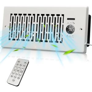 MOTCTQVD Register Booster Fan Fits 4 x 10 Register Holes, Smart Control Heating Cooling AC Vent Fan, 10-Speed Quiet Register Vent Booster Fans with Thermostat Control & Remote Control (White)