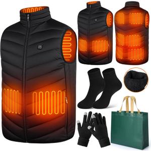 4 Pcs Electric Warming Heated Jackets Thick Socks Touchscreen Winter Gloves for Gifts Women Men (Battery Pack Not Included) (Medium)