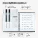 CRANBURY Sheet Music Folder 8.5x11 - Dual Use Music Holder (Blue), Store Pages Inside 24 Protective Sleeves or Annotate Exposed Pages, Music Binder with Spiral Binding Stays Opens and Lays Flat