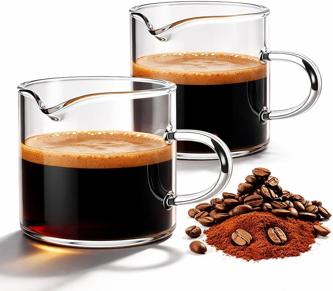 Espresso Cups, Glass Coffee Espresso Cups with Pour Spout, 4 oz, Clear, Set of 2 (Set of 2)