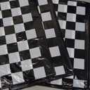 Oudain 6 Pcs Cars Birthday Party Supplies Racing Party Decorations Round Racing Tablecloth Checkered Flag Table Covers Road Plastic Table Cloth, 1950s Disco Dancing Party Tablecloth (Black)