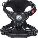 PoyPet No Pull Dog Harness, No Choke Front Lead Dog Reflective Harness, Adjustable Soft Padded Pet Vest with Easy Control Handle for Small to Large Dogs (Black,S)