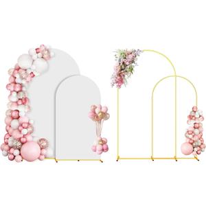 Metal Arch Backdrop Stand With Cover, 7.2FT+6FT Wedding Arch Frame, 3 Pack Arch Stand And Cover Set, Backdrop Arch Stand for Wedding Birthday Party Baby Shower Graduation Ceremony Decor