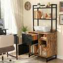 Homieasy Vertical Filing Cabinet with Bookshelf for Home Office, File Cabinet with Shelves, Lock & Charging Station, Drawer Office File Cabinets with Printer Stand, fits Letter Size, Rustic Brown