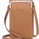 Womens Small Crossbody Bag Cellphone Purse Wallet Card Clutch Travel Pocket (Brown)