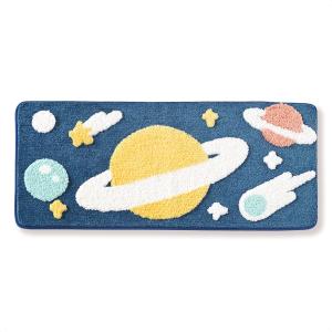 Bath Rug Cute Space Bathroom Rug Mat for Bathroom, Soft Microfiber Rug Water Absorbent Bath Mat fot Kids, Bedroom, Kitchen, Dinning, Non Skid Machine Washable Funny Rug (Rocket, 16x31) (1'4" x 2'7" (Rectangular), Planet)