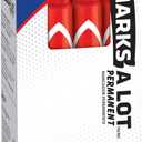 Avery Marks A Lot Permanent Markers, Large Desk-Style Size, Chisel Tip, Water and Wear Resistant, 12 Red Markers (08887)