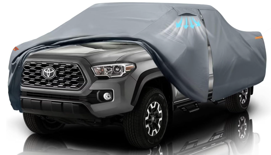 Truck Cover Custom Fit 1995-2025 Tacoma Xtra/Access/Double Cab Short Bed(5'-6.125') with Door Zipper, 10 Layers Outdoor Heavy Pickup Truck Cover Waterproof All Weather, Wind Dust Sun Protector