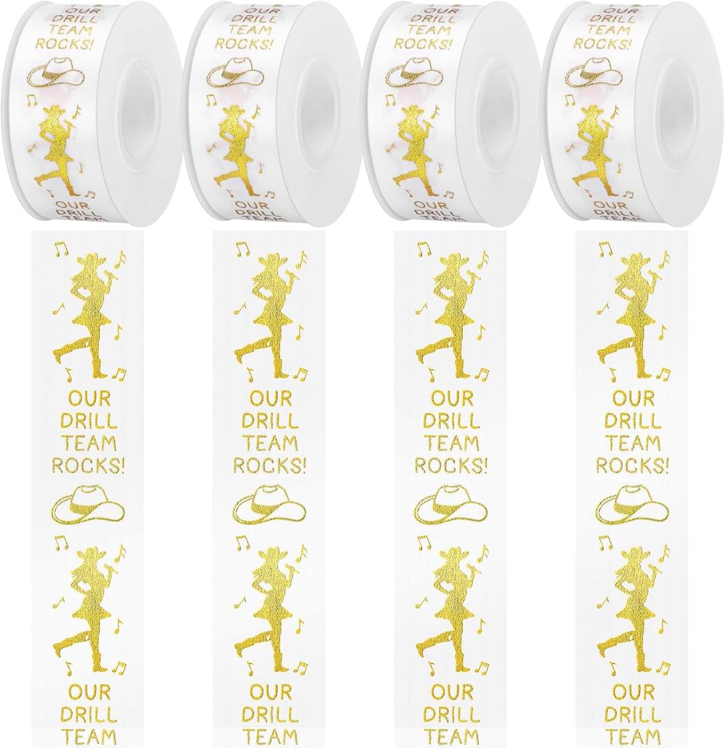 3 Rolls 75 Yards Drill Team Homecoming Mum Ribbons Gold Foil Sports Ribbon Crafting Sewing DIY Crafts Drill Team Cheerleader Gifts for Homecoming Week Party Decorations