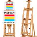 MEEDEN Versatile Studio H-Frame Easel - All Media Adjustable Beech Wood Studio Easel, Painting Floor Easel Stand, Movable and Tilting Flat, Holds Canvas Art up to 77", 77 in / 196 cm
