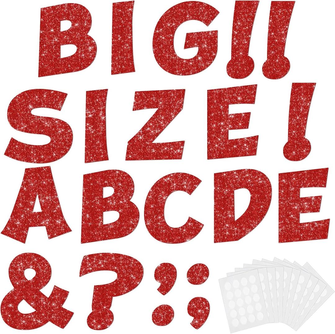 154 Pcs Large 7" Glitter Bulletin Board Letters, Poster Board Letters Alphabet Punctuation Cut Out Cardboard Letters Accessories for Classroom Display Decorating Supplies 7inch