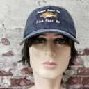 Hepandy Women Want Me Fish Fear Me Embroidered Navy Blue Baseball Caps for Men, Adjustable Embroidery Trucker Hats Snapback Cotton Dad Hat