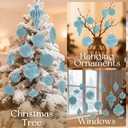 18Pcs Velvet Christmas Tree Ornaments Set, Shatterproof Flocked Christmas Decorations Bulk for Tree, Classic Decorative Hanging Ball Ornaments for Xmas Holiday Home Party Decor, Slate Blue