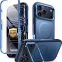 i-Blason for iPhone 17 Pro Max Case MagSafe with Stand [9H+ Tempered Glass Screen Protector] [Camera Control Button Cover] Military-Grade Protection Full-Body Heavy Duty Magnetic Case, Blue