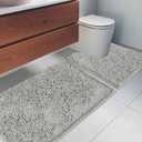 Bathroom Rugs Chenille Bath mat 2 Piece Set, Super Absorbent, Strong PVC Non Slip Backing, Bath mats for Bathroom, Plush Shaggy, Thick, Machine Washable, Bathtub, Toilet.(Light Grey)