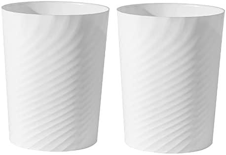 UUJOLY Plastic Small Trash Can Wastebasket, Garbage Container Basket for Bathrooms, Laundry Room, Kitchens, Offices, Kids Rooms, Dorms, (White, 1.8 Gallon/1 Pack)