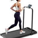 Compact Walking Pad Under Desk Treadmill, Portable Electric Walking Treadmill with Remote Control & LED Display for Home Office, Quiet Fitness Machine