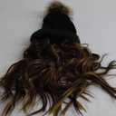 REECHO Warm Knitted Beanie Wig With 12" Beach Wavy Hair Extension - Synthetic Hairpiece for Women - Black Hat, Deep Brown With Highlights