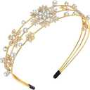 Christmas New Year Headband Mardi Gras Hairbands for Women Festive Holiday Parade Hair Hoop (Snowflake/Gold)