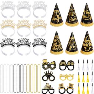 Yolyoo 42 PCS New Years Eve Party Supplies 2026 Including Happy New Year Headband,Glasses,Noise Makers & Necklace for Party Favors