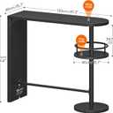 HOOBRO Bar Height Table, 2-Tier Kitchen Bar Table, Counter Height Dining Table with 8 EVA Non-Slip Pads, Breakfast Table for Dining Room, Kitchen, Living Room, Bar, Black BB124BT01
