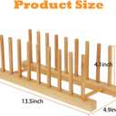 Bamboo Dish Drying Rack Kitchen Cabinet Organizer, Plate Pot Lid Organizer, Wooden Drying Rack Stand Drainer for Dish, Pots, Lids, Bowls, Cups, and Cutting Boards and Books (4PCS)