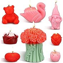 Conelist 8 Pcs Valentine's Candle Scented Heart Flower Bouquet Bear Swan Gnome Rose Shaped Aromatherapy Natural Soy Wax Candle for Wedding Engagement Anniversary Romantic Proposal Night Gift Decor