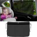 Ovege Car Window Shades for Baby 2pcs Side Window Sun Shade for Car Window Screen Universal Suction Cup with String-Slide to Open (Mesh,Magnetic &Suction Cup) (Mesh,3 Suction Cup)