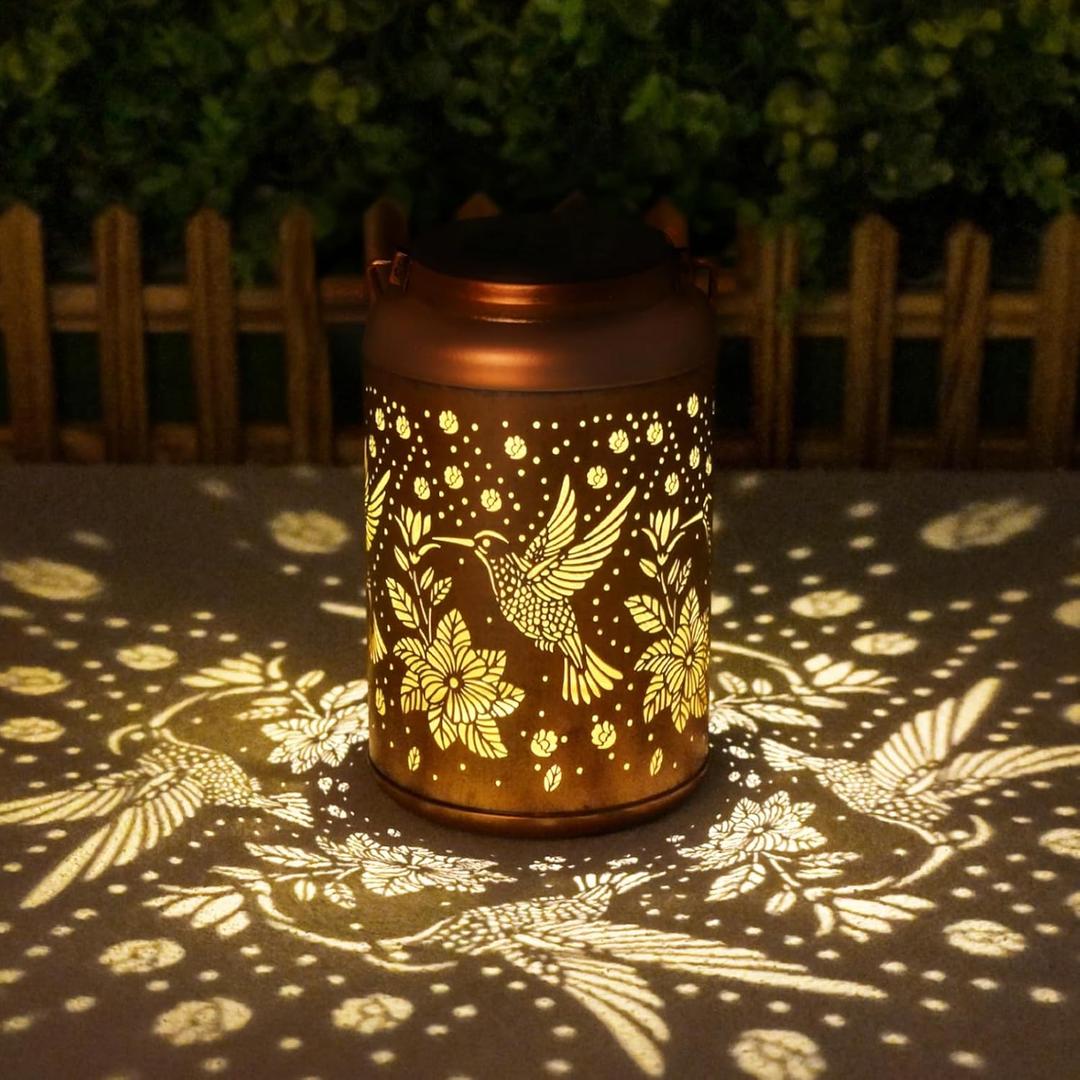 Christmas Gifts for Women Men Mom, Hummingbird Solar Lights Outdoor Waterproof, Mothers Day Gifts Decorations Outside for Yard, Lawn, Balcony Garden Decor Solar Lantern