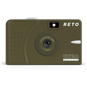RETO Ultra Wide and Slim 35mm Reusable Daylight Film Camera - 22mm Wide Lens, Focus Free, Light Weight, Easy to Use (Olive)