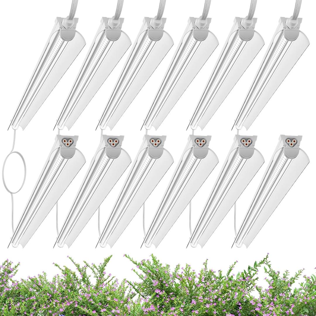 4FT Grow Lights for Indoor Plants,T8 5000K Full Spectrum Plant Light,540W(12 x 45W),LED Grow Light Strips with Timer, Aluminum Reflector,Linkable,Plant Growing Lamp Fixture for Greenhouse Indoor 12pcs