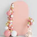 Wokceer 6.6FT Wedding Arch Backdrop Cover Spandex Fitted Wedding Arch Stand Covers Round Top Chiara Backdrop Cover for Birthday Party Ceremony Banquet Decoration Pale Pink