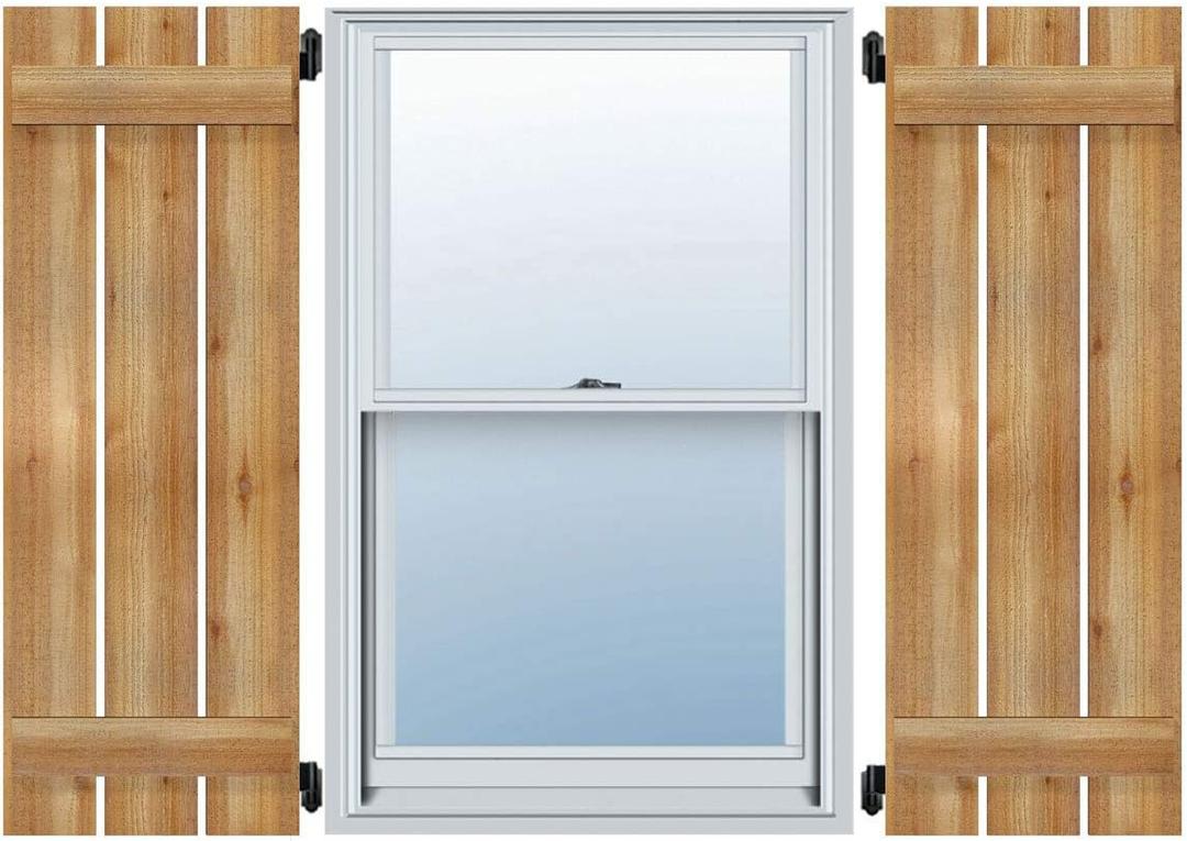 Ekena Millwork RBS06S11X043RWR TimberCraft Two 5 3/8" Boards Spaced Board-n-Batten, Rustic Wood Shutters (Per Pair), 11 1/4"W x 43"H, Rough Sawn Western Red Cedar