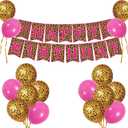 2 x 21 Pieces Cheetah Birthday Decorations Cheetah Birthday Banner Gold Leopard Spots Latex Balloons for Party Boy Girl Baby Shower Supplie