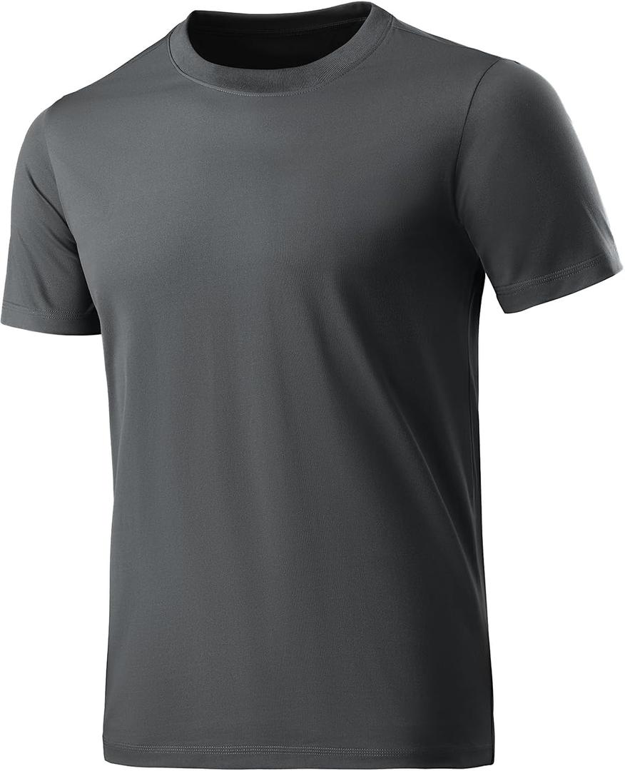 Men's T-Shirts Soft Lightweight Short Sleeve Tee, Crew Neck Moisture Wicking Shirt for Casual Running Workout Swim (Dark Grey) XXL