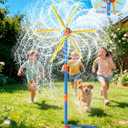 VATOS 59" Windmill Water Sprinkler Outdoor Yard Toy for Kids, New Upgrades Double-Sided with 6 Blades, 54 Spray Nozzles, 360 Spining Splash Summer Fun Play for Boys, Girls, Pets and Lawn Watering