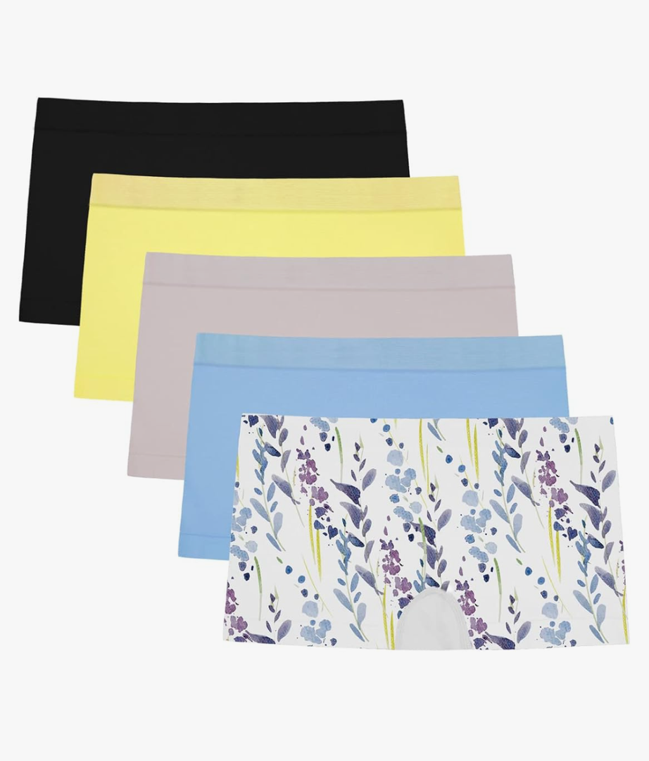 R RUXIA Women's Boyshort Panties Seamless Nylon Underwear Stretch Boxer Briefs 5 Pack
S