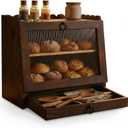 Bread Box for Kitchen Countertop Wooden Double Layer Bread Storage Container Bin Breadbox Holder Large Capacity Keeper Vintage Farmhouse Food Organizer (Large)
