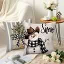 Rustic Christmas Holiday Throw Pillow Covers 18x18 Couch Cushion Covers, Pastel Country Striped Decorations for Porch Home, Xmas Reindeer Tree Snowman Farmhouse Pillow Cases Winter Decor Set of 4