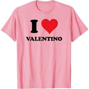 I Heart Valentino First Name I Love Personalized Stuff T-Shirt, Pink, Medium
