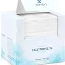 Pack of 2 Yansyi Face Towels XL, 80g/m² Extra Thick, 10"x12" Ultra soft Biobased Cleansing Cloth, Diposibale Make up Remover, Gentle Wipe for Sensitive Skin, 50 Ct, 1 Pack