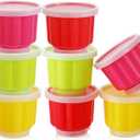 8 Pack Small Pudding Cups with Lids Reusable Plastic Dessert Molds for Jelly, Gelatin, Ice Cream - Food and Dishwasher Safe Small Freezer Containers for Making Desserts