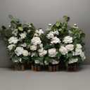 Ling's Moment 17.5" Tall Standing Artificial Flowers Arrangements 4 pcs Wedding Aisle Runner Chair Decorations White Sage Centerpieces for Ceremony Reception Rose Floral Party Outdoor Decor
